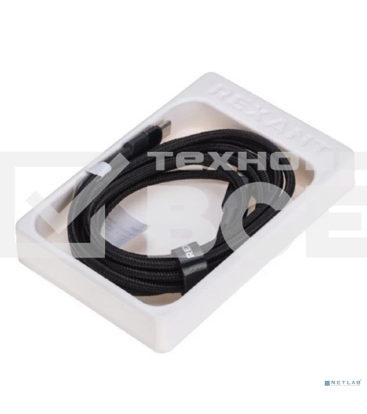 Кабель Type-C – Type-C, 5A, 100Вт, 2м, в черной нейлоновой оплетке Rexant
