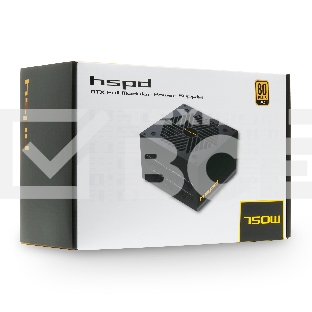 Блок питания HSPD, 750W 80 PLUS  Gold (ATX, 2.52, Full modular, 1x24(20+4)pin mesh 550mm, 1xCPU*2 8(4+4)pin 650+150mm, 2xPCIe*2 8(6+2)pin 500+150mm, 2xSATA*3 450+150+150mm, 1xMOLEX4pin*3 450+150+150mm , Active, 120x120mm, 150x140x86mm, APFC, OVP, UVP, SCP
