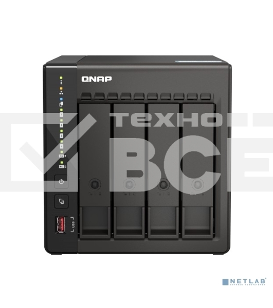 Сетевое хранилище SMB QNAP TS-453E-8G NAS, 4-tray w/o HDD. 2xHDMI-port. 4-core Celeron J6412 2-2.6 GHz, 8Gb DDR, 2x2.5Gb LAN, 2 x M.2 2280 PCIe Gen 3 x2, 2x USB 3.2 Gen 2 (10Gbps) Port, 2x USB 2.0 port