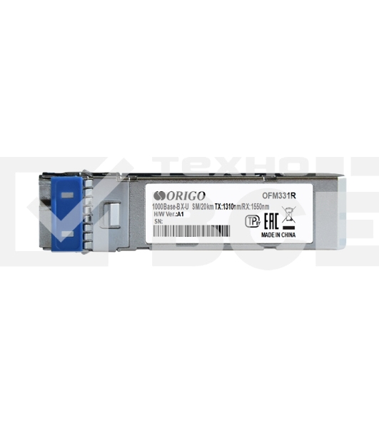 Трансивер ORIGO WDM SFP-трансивер, 1000Base-BX-U (Simplex LC), Tx:1310 нм, Rx:1550 нм, для одномодового кабеля, до 20 км