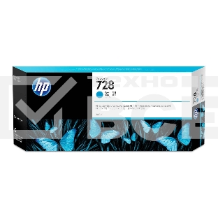 Картридж струйный HP F9K17A (HP 728) для DesignJet T730, T830. Голубой. 300 мл.