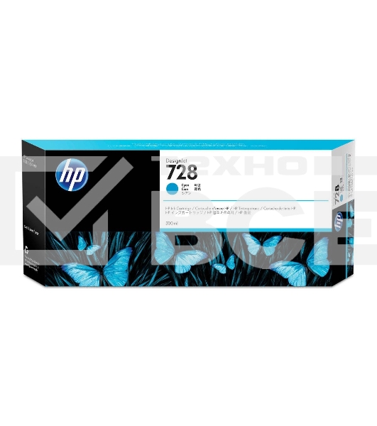 Картридж струйный HP F9K17A (HP 728) для DesignJet T730, T830. Голубой. 300 мл.