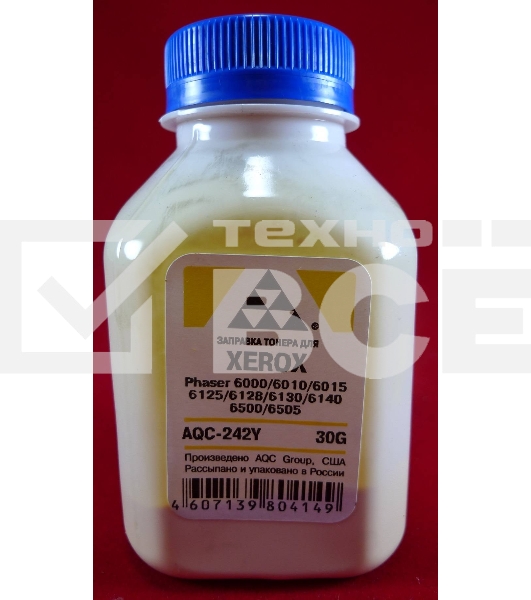 Тонер XEROX Phaser 6000/6010/6015/6125/6128/6130/6140/6500/6505 Yellow, (фл.30г.) AQC фас. России