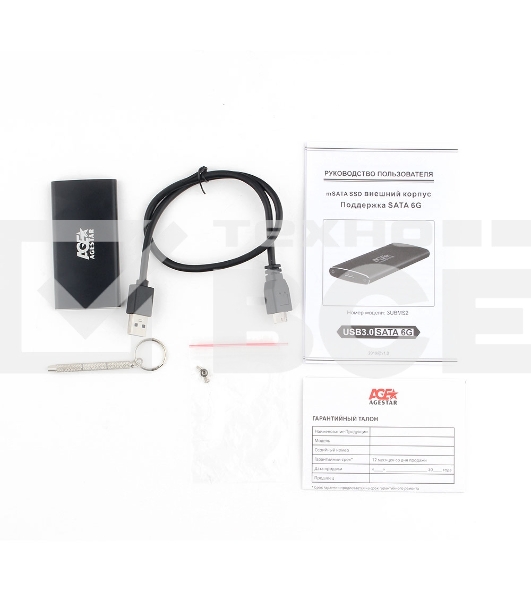Внешний корпус mSATA AgeStar 3UBMS2 (BLACK), алюминий, черный USB 3.0