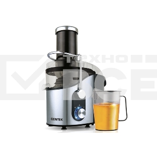 Соковыжималка Centek CT-1212 (черный, сталь) 1200Вт, 2 скор. + Pulse, стакан 1100 мл, горловина 75мм