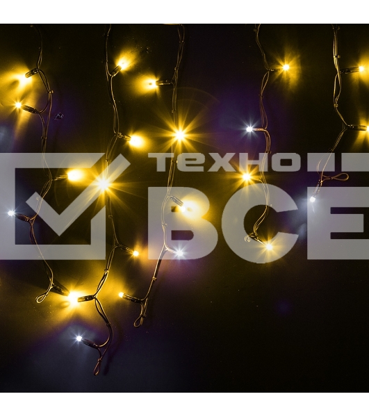 Гирлянда Айсикл (бахрома) светодиодный, 4,0 х 0,6 м, с эффектом мерцания, черный провод 