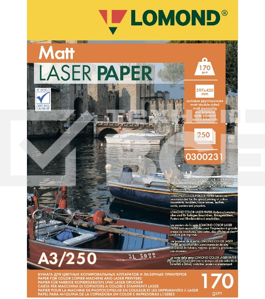 Фотобумага LOMOND Двухсторонняя Матовая, для лазерной печати, 170 г/м2, A3/250л.