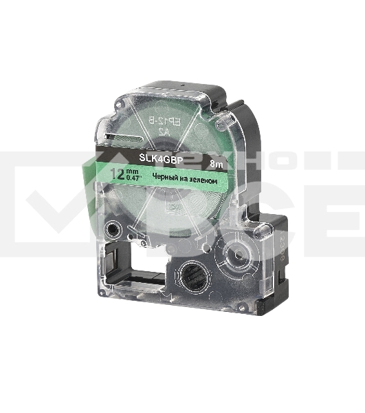 Кассета с лентой S'OK by Sakura Printing K4GbP для Epson, черный на зеленом, 12мм/8м