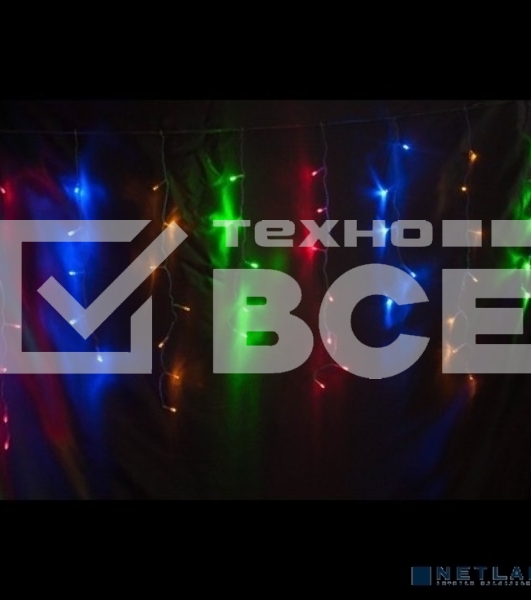 Гирлянда Айсикл NEON-NIGHT (255-009)(бахрома) светодиодный, 1,8 х 0,5 м, прозрачный провод, 230 В, диоды RGB