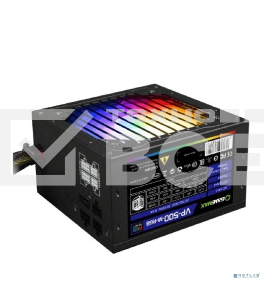 Блок питания GameMax VP-500-RGb-MODULAR, 500Вт, 80 PLUS Bronze, 120мм, модульный, черный