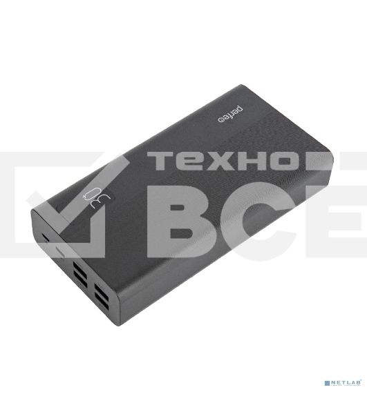 Портативный аккумулятор Perfeo Powerbank MOUNTAINS 30000 mAh/LED дисплей/PD + QC 3.0/Type-C/4 USB/Выход: 3A, max 22.5W/черный (PF_D0161)