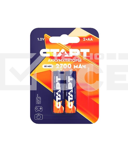 Аккумуляторы СТАРТ HR6 AA 2700mAh Ni-MH BL2 24/384, AA, 2700 мАч, 2 шт. в блистере