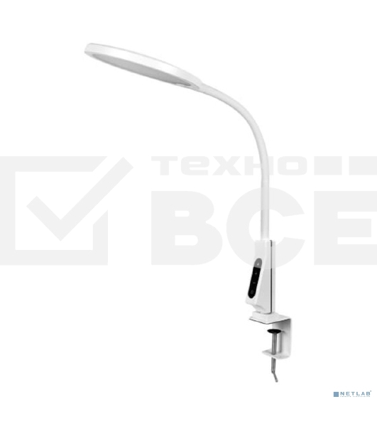 Светильник настольный Camelion KD-837 C01 белый LED на струбц., 7Вт,230В,450лм,сенс.рег.ярк и цвет.темп,USB-5В,1А