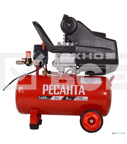 Компрессор поршневой Ресанта КП-24/230М масляный 230л/мин 24л 1600Вт красный/черный