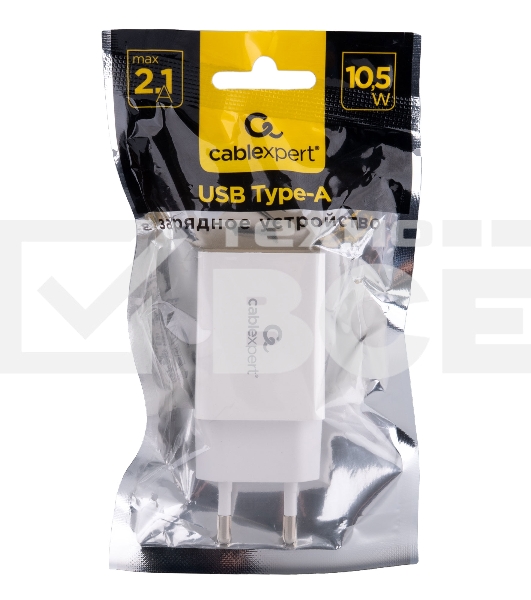 Сетевое зарядное устройство Cablexpert MP3A-PC-68, 10.5Вт, 2.1А, 1хUSB, белый, пакет