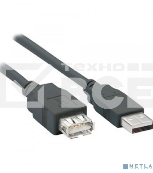 Кабель удлинитель Filum USB 2.0, 1 м., серый, разъемы: USB A male-USB A female, пакет. (FL-C-U2-AM-AF-1M)