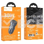 Автомобильное зарядное устройство Hoco, 30Вт, USB, Type-C, Z57A, металлический серый, коробка, фото 1