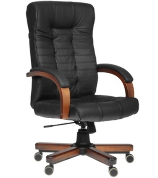 Кресло Бюрократ KB-10WALNUT/B/LEATH черный, кожа