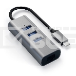 USB-хаб Satechi Type-C 2-in-1 USB 3.0 Aluminum 3 Port Hub and Ethernet Port. Интерфейс Type-C. серый космос., фото6