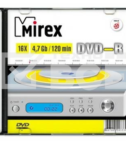 Диск DVD-R Mirex 4.7 Gb, 16x, Slim Case (5), (5/200)