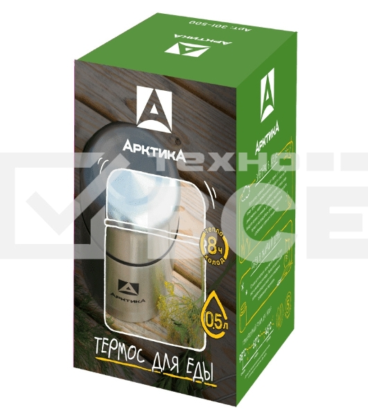 Термос Арктика 301-500, 0,5 л, супер широкое горло, для супа и еды, холод/тепло 12 ч