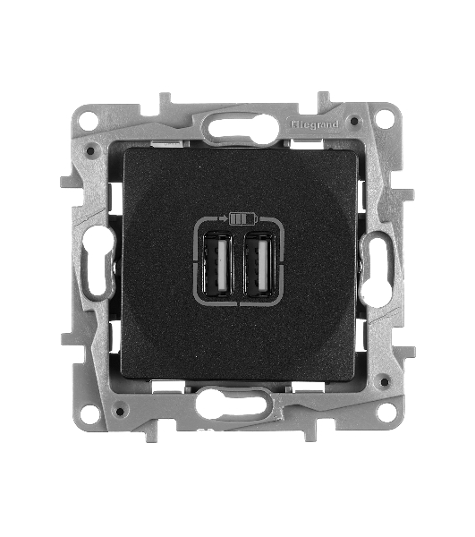 Розетка USB 2-ая 240В/5В 2400мА | 672694 | Legrand Etika Антрацит