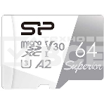 Флеш карта microSD 64GB Silicon Power Superior Pro A2 microSDXC Class 10 UHS-I U3 Colorful 100/80 Mb/s (SD адаптер), фото 1