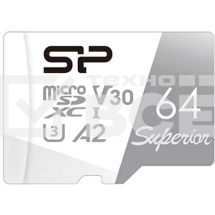 Флеш карта microSD 64GB Silicon Power Superior Pro A2 microSDXC Class 10 UHS-I U3 Colorful 100/80 Mb/s (SD адаптер)