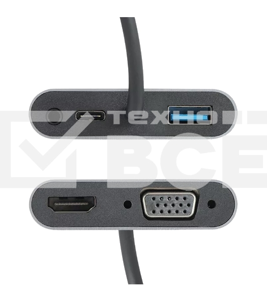 Адаптер USB Type-Cm-->VGA, HDMI 4k*30Hz, USB3.0, PD, Audio,iOpen (Aopen/Qust/VCOM)<ACU4511>