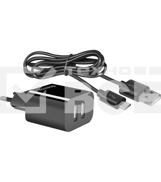 Сетевой адаптер Defender UPC-21 2xUSB,5V/2.1А кабель microUSB