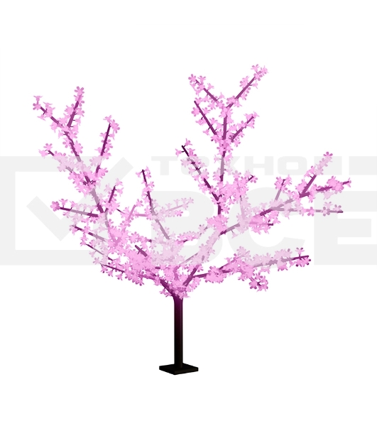 Светодиодное дерево Neon-night Сакура, высота 2,4м, диаметр кроны 2,0м, розовые светодиоды, IP65, понижающий трансформатор в комплекте