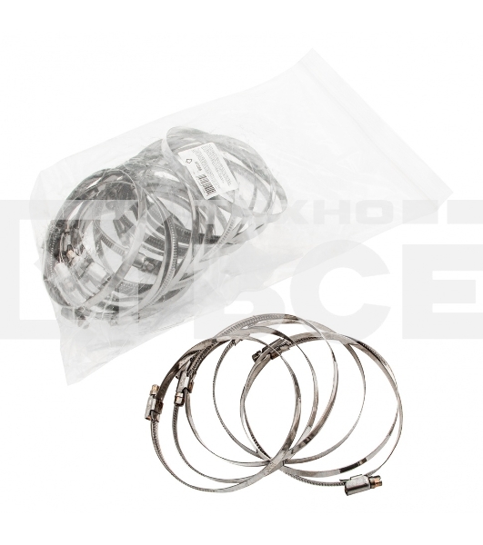 Хомуты Сибртех нержав, сталь, стандартное болтовое крепление 90-110 мм 25 шт/уп, ширина 9 мм