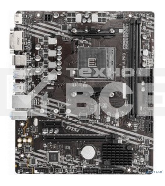 Материнская плата MSI A520M-A PRO, AM4, AMD A520, 2xDDR4, 4xSATA, 1xM.2, 1xPCIe 3.0 x16, 1xDVI-D, 1xHDMI, 1x 1Gb LAN, 2xUSB 2.0, 4xUSB 3.2 Gen 1, 3x3.5 мм, 7.1, mATX