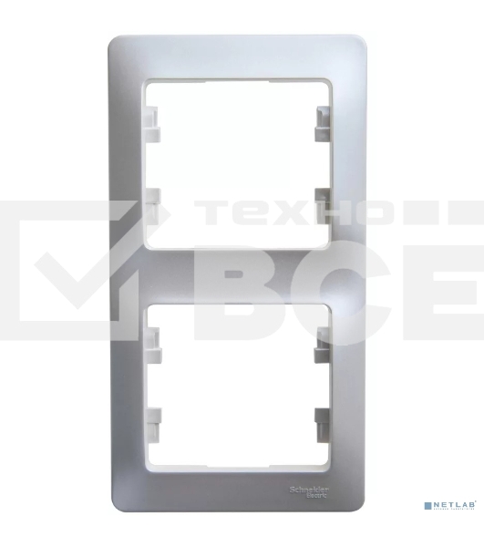 Рамка 2-м Glossa верт. алюм. SchE GSL000306