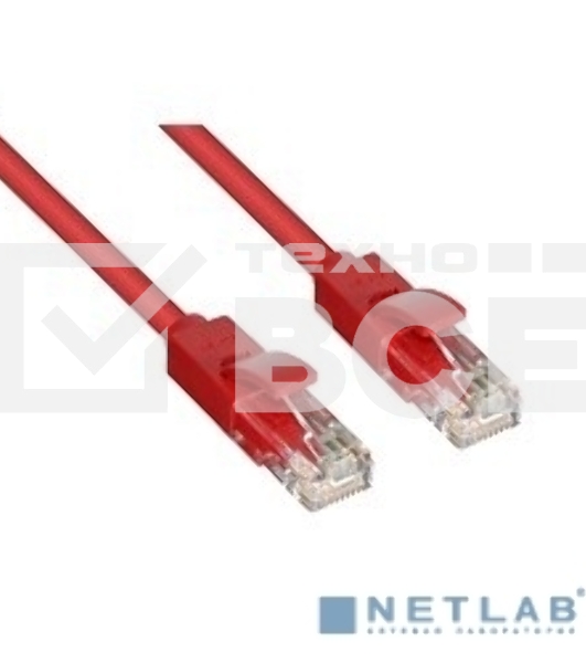 Патч-корд Greenconnect Патч-корд UTP прямой 3 m AWG24 кат.5е,  RJ45,  медь, литой (Красный), пластик пакет (GCR-LNC04-3.0m)