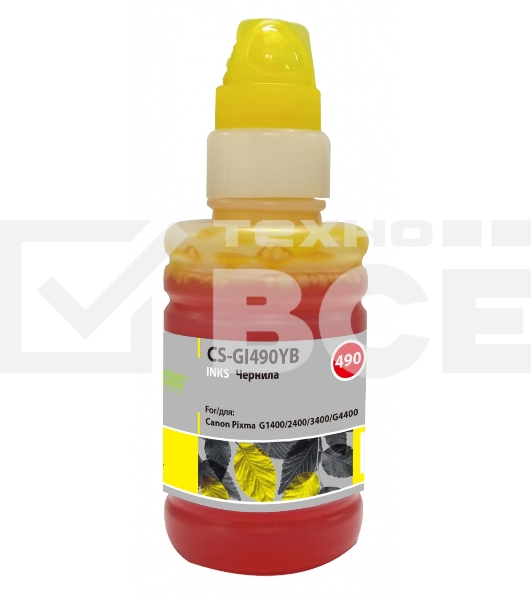 Чернила Cactus CS-GI490YB желтый100мл для Canon Pixma G1400/G2400/G3400