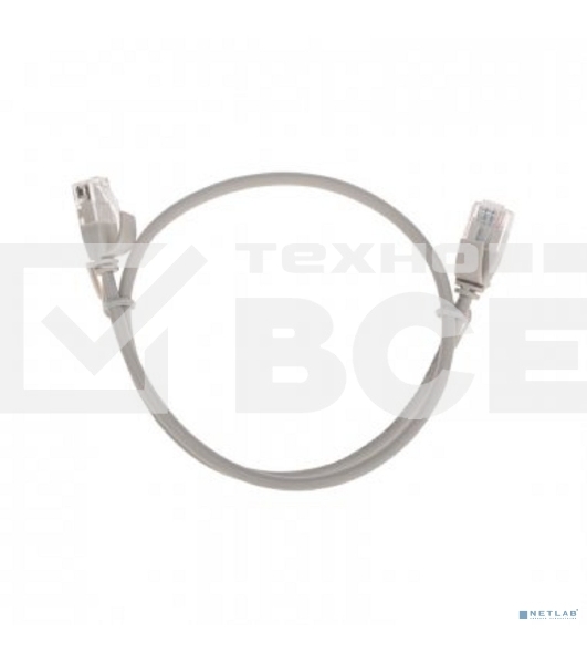 Патч-корд U/UTP REXANT категория 6A (10G), RJ45-RJ45, неэкранированный, 28AWG, LSZH, серый, 0.5 м