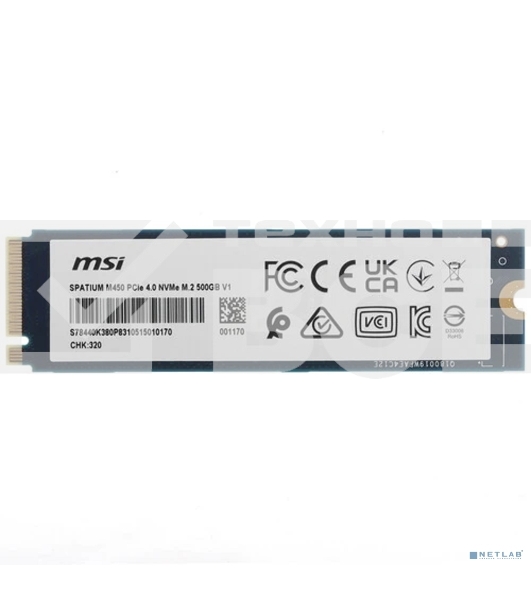 Накопитель SSD MSI PCIE 4.0 NVME M.2 500Gb SPATIUM M450 500Gb V1