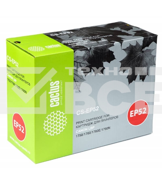 Картридж лазерный Cactus CS-EP52 черный (10000 стр.) для Canon LBP 1750/1760/1760E/1760N