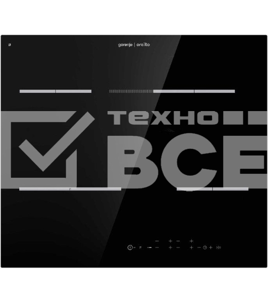 Встраиваемая варочная панель Gorenje ECT648ORAB /  Черный, Без рамки, Сенсорное управление, Таймер, Функция PowerZone, Защитная блокировка от детей, Габаритные размеры (вхшхг): 5,4 × 60 × 52 см, Вес (брутто/нетто): 8,2 / 7,7 кг