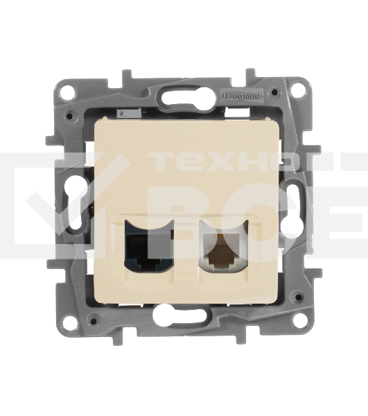 Розетка RJ11+RJ45 к. 5 UTP, сл. кость ETIKA Розетка RJ11+RJ45 к. 5 UTP, сл. кость