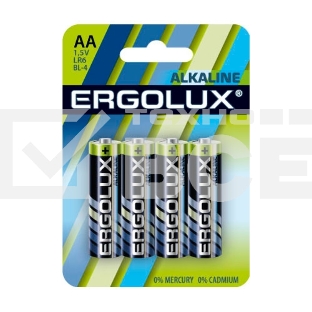 Элемент питания алкалиновый Ergolux LR6 BL-4 LR6 BL-4 1.5В Alkaline (блист.4шт)