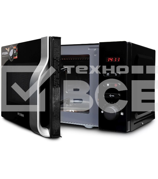 Микроволновая печь Hyundai HYM-M2061 черный, 20 л, 700 Вт, переключатели - поворотный механизм/кнопки
