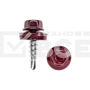 Саморез кровельный 4,8х19, окрашенный RAL 3005, короб (250 шт/уп) KRANZ