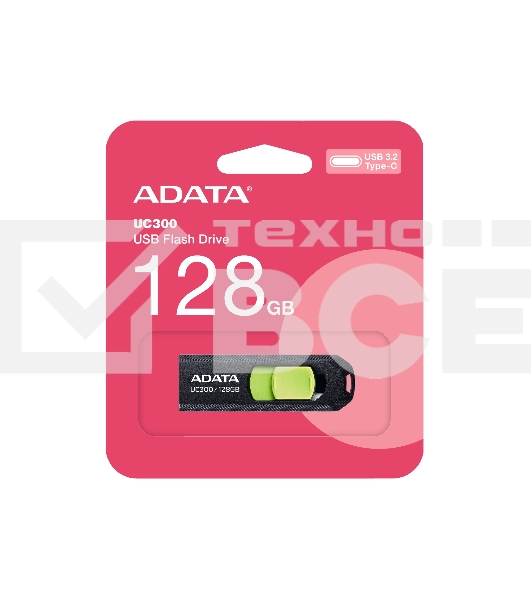 Флеш диск A-Data 128Gb Type-C UC300 ACHO-UC300-128G-RBK/GN USB3.2 черный/зеленый