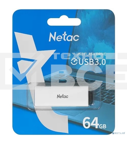 Флеш диск Netac U185 64Gb <NT03U185N-064G-30WH>, USB3.0, с колпачком, пластиковая белая
