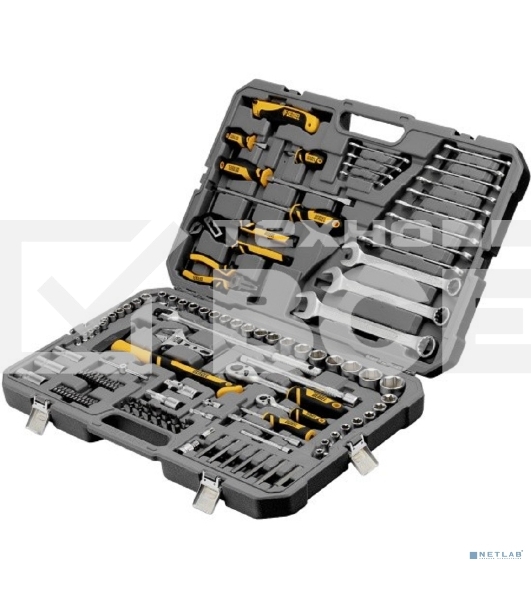 Набор инструментов Denzel 1/2', 1/4', CrV, S2, пластиковый кейс, 122 предмета