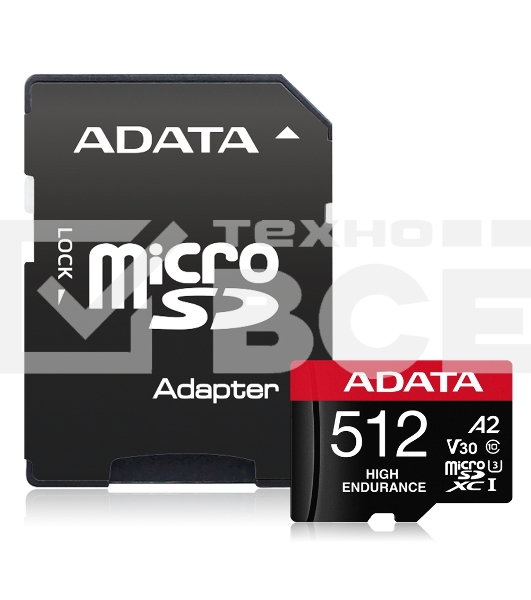 Карта памяти MICRO SDXC 512GB W/AD. AUSDX512GUI3V30SA2-RA1 ADATA