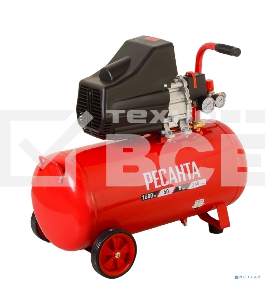 Компрессор поршневой Ресанта КП-50/240М масляный 240л/мин 50л 1600Вт красный/черный