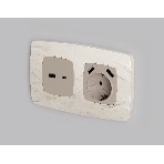 Лицевая панель OMEGA (Серо-бежевый матовый) для розетки 2USB A+C QUANT OP3710, фото2